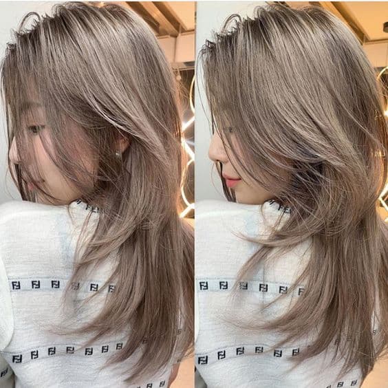 Mullet layer nữ dài kết hợp mái bay 